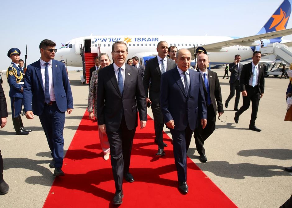 President of Israel Isaac Herzog arrives in Azerbaijan for official visit
